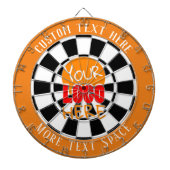 Uw Logo - Aangepast Oranje en Witte Dart Board Dartbord (Voorkant)