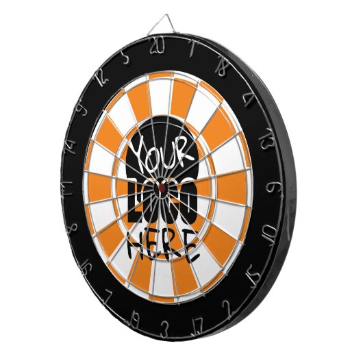 Uw Logo Aangepast Sinaasappel en Wit Dartbord (Voorkant Rechts)