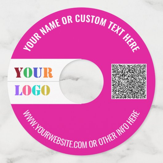 Uw Logo Aangepaste Tekst en QR Code Wijnglas Label (Voorkant)