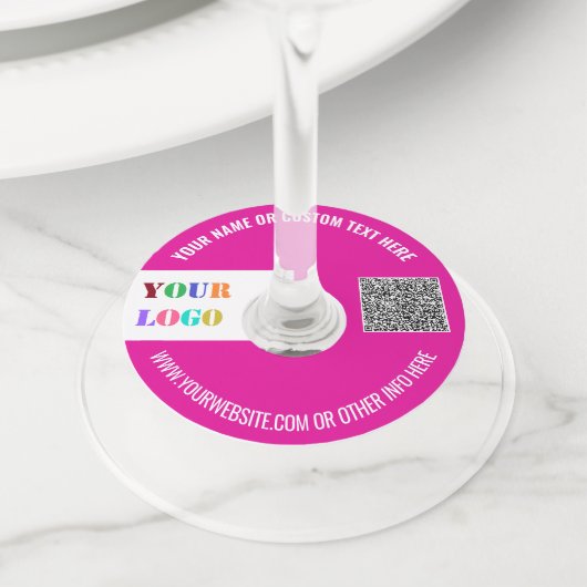 Uw Logo Aangepaste Tekst en QR Code Wijnglas Label (Dichtbij)