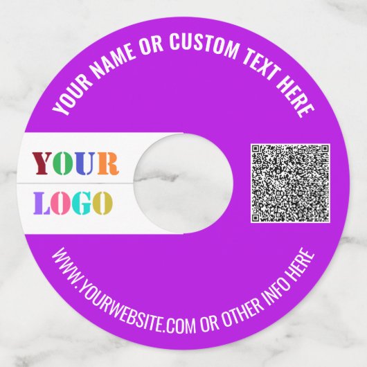 Uw Logo Aangepaste Tekst en QR Code Wijnglas Label (Achterkant)