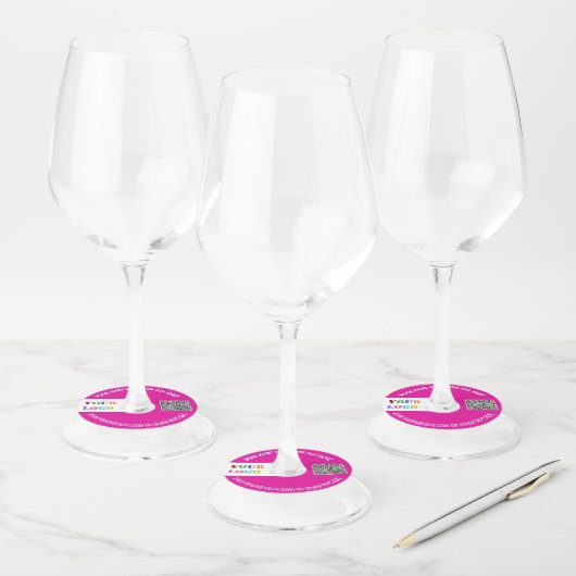 Uw Logo Aangepaste Tekst en QR Code Wijnglas Label (Set)