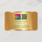 Uw Logo aangepaste tekst QR-code Elegant Gold Visitekaartje (Achterkant)