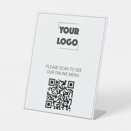 Uw Logo Aangepaste Zakelijke QR Code Menu Reclamebord Met Voetstuk (Voorkant)