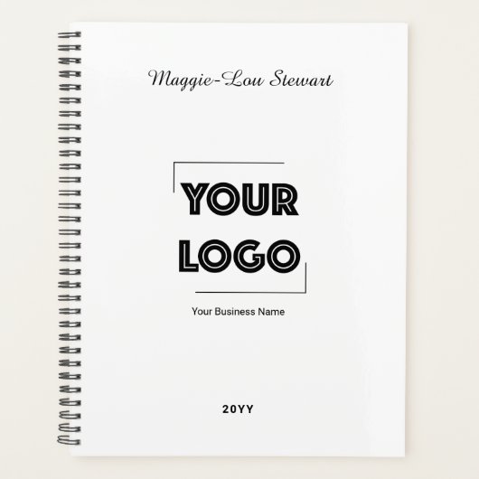 Uw Logo Aangepaste Zakelijke Zwart Wit Planner (Voorkant)