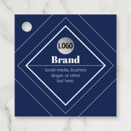 Uw Logo & Aanpasbaar Modern Design | Marineblauw Bedankjes Labels