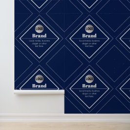 Uw Logo & Aanpasbaar Modern Design | Marineblauw Behang