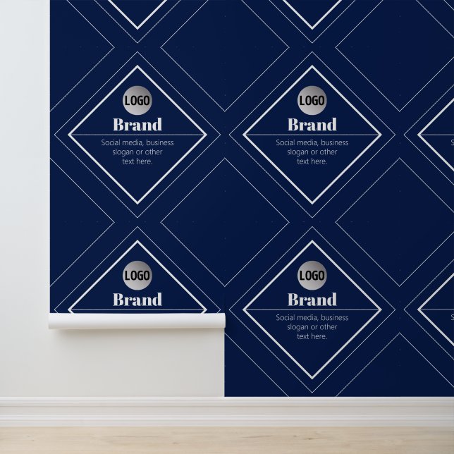 Uw Logo & Aanpasbaar Modern Design | Marineblauw Behang (Applicatie)
