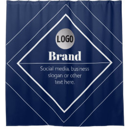 Uw Logo & Aanpasbaar Modern Design | Marineblauw Douchegordijn