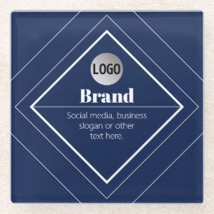 Uw Logo & Aanpasbaar Modern Design Marineblauw Glazen Onderzetter