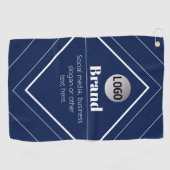Uw Logo & Aanpasbaar Modern Design | Marineblauw Golfhanddoek (Horizontaal)