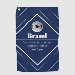 Uw Logo & Aanpasbaar Modern Design | Marineblauw Golfhanddoek