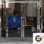 Uw Logo & Aanpasbaar Modern Design | Marineblauw Raamsticker (Kantoordeur)