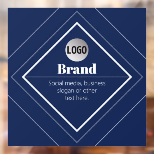 Uw Logo & Aanpasbaar Modern Design | Marineblauw Raamsticker (Vel 2)
