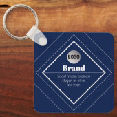 Uw Logo & Aanpasbaar Modern Design | Marineblauw Sleutelhanger (Voorkant)