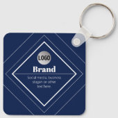 Uw Logo & Aanpasbaar Modern Design | Marineblauw Sleutelhanger (Achterkant)