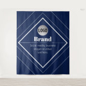 Uw Logo & Aanpasbaar Modern Design | Marineblauw Wandkleed (Voorkant)