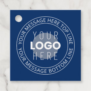 Uw Logo & Aanpasbare Circulaire Tekst Marineblau Bedankjes Labels