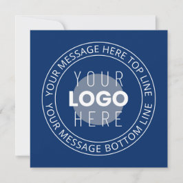 Uw Logo & Aanpasbare Circulaire Tekst | Marineblau Notitiekaartje