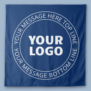 Uw Logo & Aanpasbare Cirkeltekst Marineblauw Wandkleed