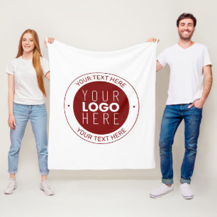 Uw Logo & Aanpasbare Tekst   Diep Rood/DIY Kleur Fleece Deken