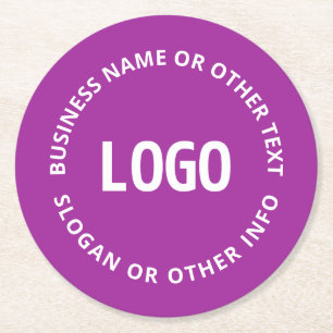 Uw Logo & Aanpasbare Tekst Paars Violet Ronde Kartonnen Onderzetter
