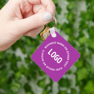 Uw Logo & Aanpasbare Tekst Paars Violet Sleutelhanger