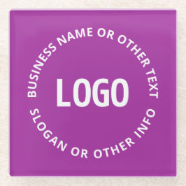 Uw Logo & Aanpasbare Tekst | Paars Violette Glazen Onderzetter