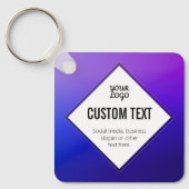 Uw Logo & Aanpasbare Tekst | Paarse Ombre Sleutelhanger (Voorkant)