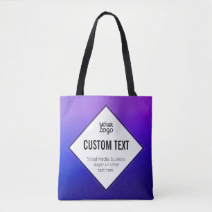 Uw Logo & Aanpasbare Tekst Paarse Ombre Tote Bag