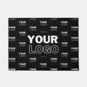 Uw Logo & achtergrond die Logo herhalen | Zwart Deurmat (Voorkant)