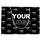Uw Logo & achtergrond die Logo herhalen | Zwart Groot Cadeauzakje (Achterkant)