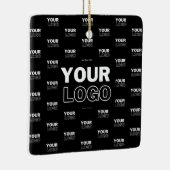 Uw Logo & achtergrond die Logo herhalen | Zwart Keramisch Ornament (Rechts)