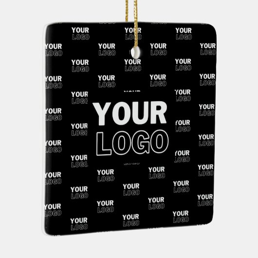 Uw Logo & achtergrond die Logo herhalen | Zwart Keramisch Ornament (Rechts)