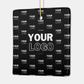 Uw Logo & achtergrond die Logo herhalen | Zwart Keramisch Ornament (Links)
