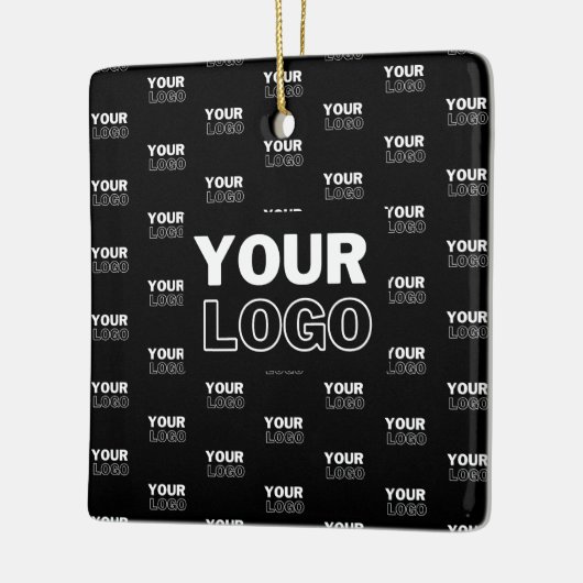 Uw Logo & achtergrond die Logo herhalen | Zwart Keramisch Ornament (Links)