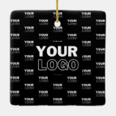 Uw Logo & achtergrond die Logo herhalen | Zwart Keramisch Ornament (Achterkant)