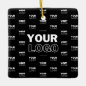 Uw Logo & achtergrond die Logo herhalen | Zwart Keramisch Ornament (Voorkant)