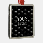 Uw Logo & achtergrond die Logo herhalen | Zwart Metalen Ornament (Rechts)