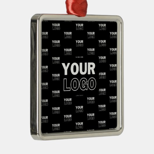 Uw Logo & achtergrond die Logo herhalen | Zwart Metalen Ornament (Rechts)