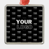 Uw Logo & achtergrond die Logo herhalen | Zwart Metalen Ornament (Voorkant)