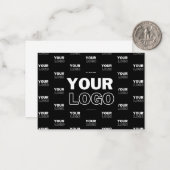 Uw Logo & achtergrond die Logo herhalen | Zwart Notitiekaartje (Voorkant / Achterkant in situ)