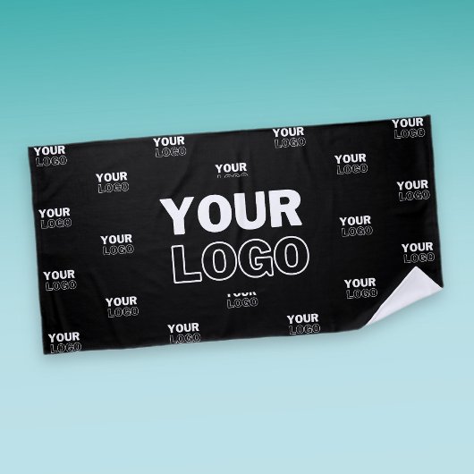 Uw Logo & achtergrond die Logo herhalen | Zwart Strandlaken