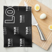 Uw Logo & achtergrond die Logo herhalen | Zwart Theedoek (Quarter Fold)