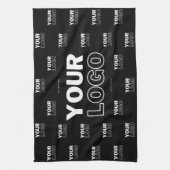 Uw Logo & achtergrond die Logo herhalen | Zwart Theedoek (Verticaal)