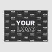 Uw Logo & achtergrond die Logo herhalen | Zwart Tissuepapier (Voorkant)