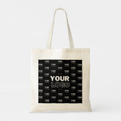 Uw Logo & achtergrond die Logo herhalen | Zwart Tote Bag (Achterkant)