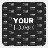 Uw Logo & achtergrond die Logo herhalen | Zwart Vierkante Sticker (Voorkant)