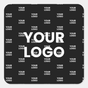 Uw Logo & achtergrond die Logo herhalen   Zwart Vierkante Sticker