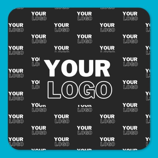 Uw Logo & achtergrond die Logo herhalen | Zwart Vierkante Sticker